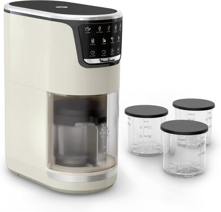 Moulinex Dolci MJ602AF0 – Ijsmachine 10-in-1 – 1-Step Perfector – Automatisch spoelprogramma Inclusief 3 Tritan kommen