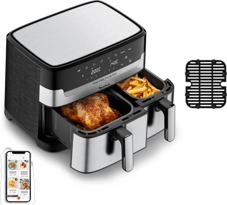 Moulinex Dual Easy Fry & Grill EZ905D20 Airfryer 8 3 L Stainless Steel