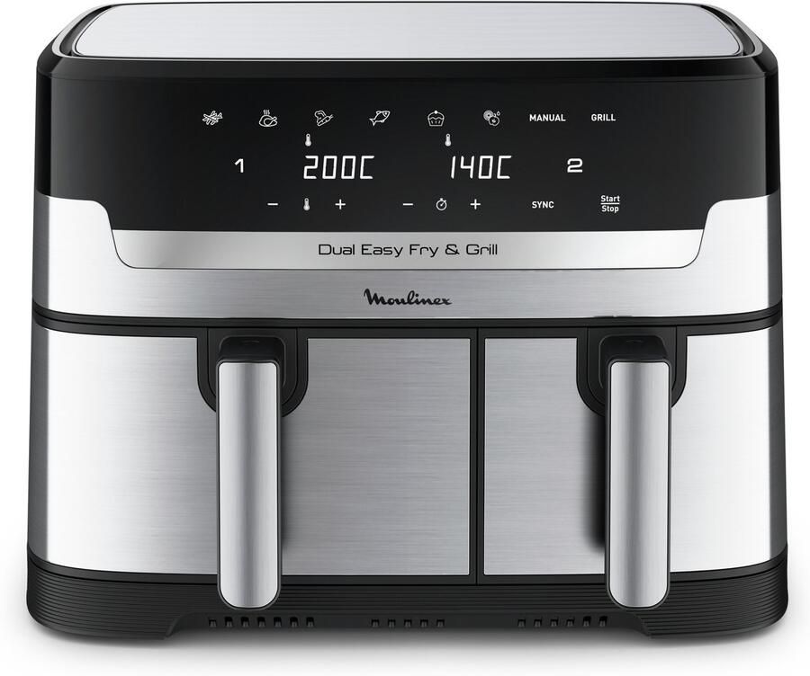Moulinex Dual Easy Fry & Grill EZ905D20 Airfryer 8 3 L Stainless Steel