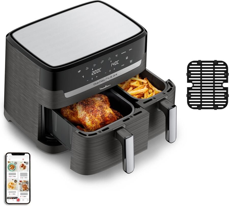 Moulinex Airfryer Dual Easy Fry EZ905B20 Heteluchtfriteuse 8 3L