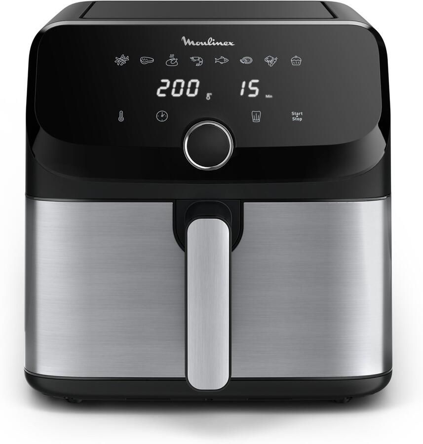 Moulinex Easy Fry Mega EZ855D20 friteuse Enkel 7 5 l Vrijstaand Heteluchtfriteuse Zwart Roestvrijstaal