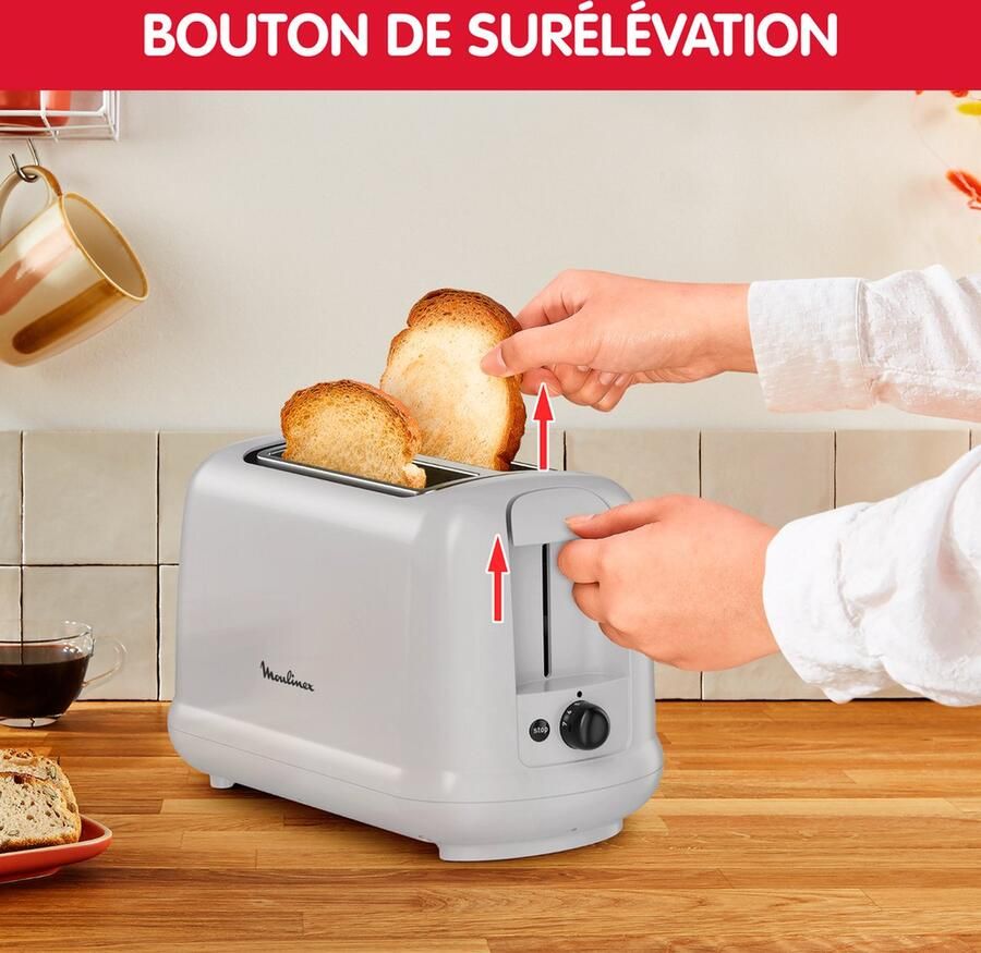 Moulinex Extra grote broodrooster met 2 sleuven 7 bruiningsniveaus automatische uitschakeling boostknop ontdooien Simpleo LT160B10