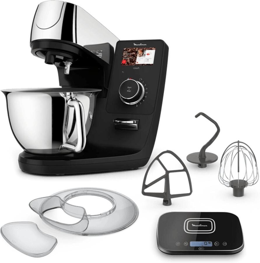 Moulinex I-Coach Touch Zwarte Keukenmachine + Keukenweegschaal