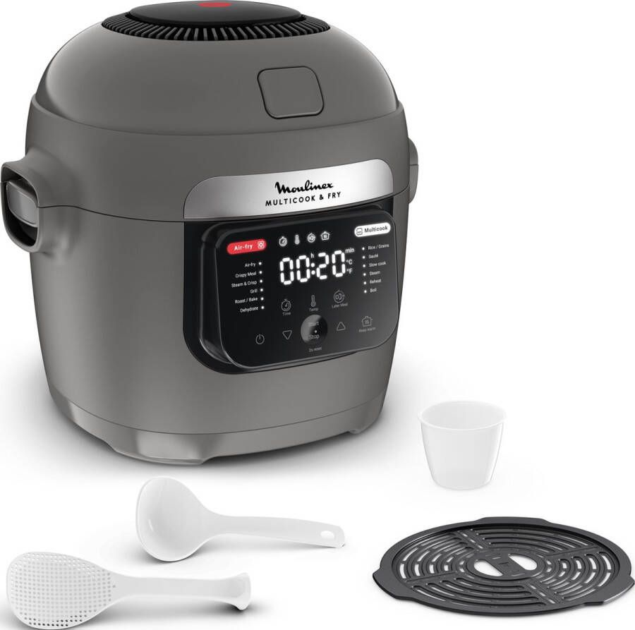 Moulinex Multicook & Fry MZ730BF0 Multicooker Airfry functie 12 programma's 6L Grijs