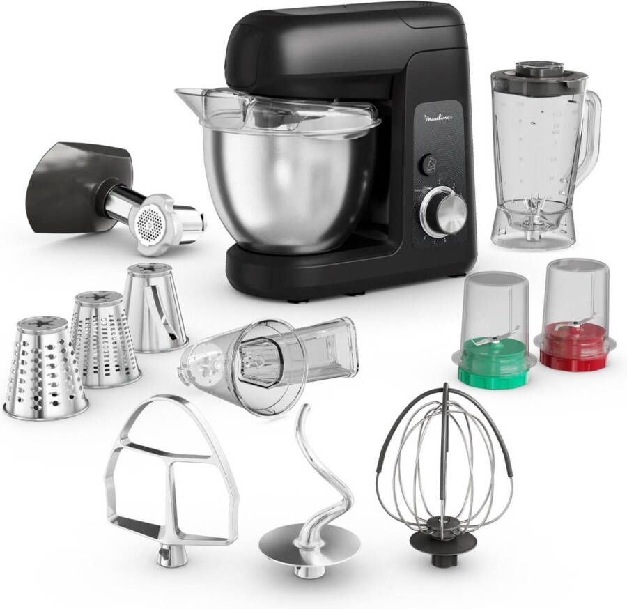 Moulinex Bake Partner QA525810 keukenmachine 1100 W 4 6 l Zwart Roestvrijstaal