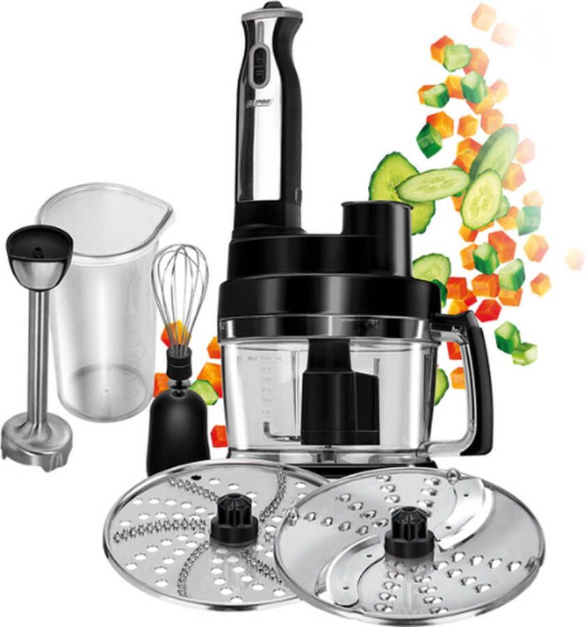 MPM Complete Keukenmachine Foodprocessor met Accessoires Keukenrobot Zwart 800W - Foto 2