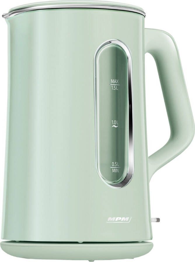 MPM Dubbelwandige Waterkoker Geluidsarm met Verlicht Interieur 1.5 Liter 2200W Groen