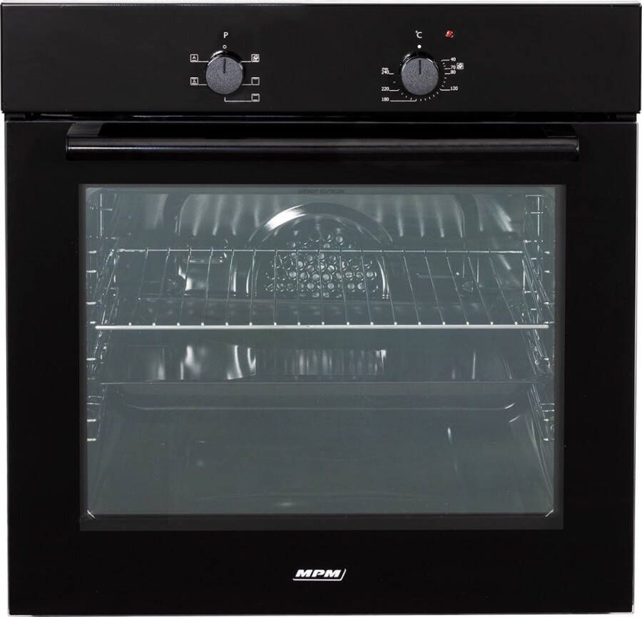 MPM Elektrische Inbouw Oven met Stoomfunctie Boven- & Onderverwarmer Convectie 60 liter 59 5 cm hoog RVS Zwart