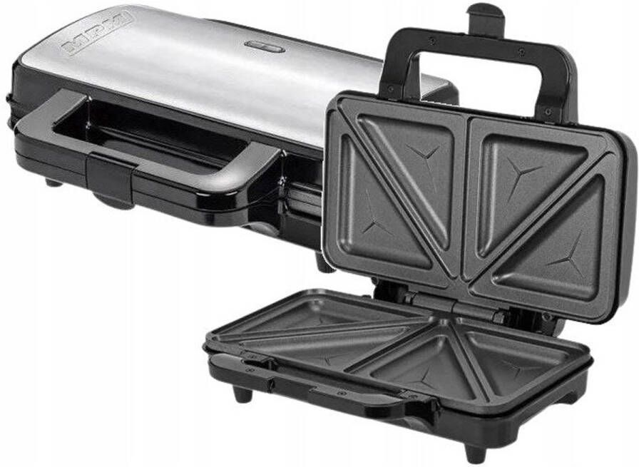 MPM Elektrische Sandwichmaker Tosti-ijzer Hoog Vermogen (900W) inclusief Behuizing van RVS en Thermostaat