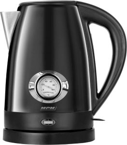 MPM Moderne Waterkoker Retro met Temperatuurmeter 1 7 Liter Zwart