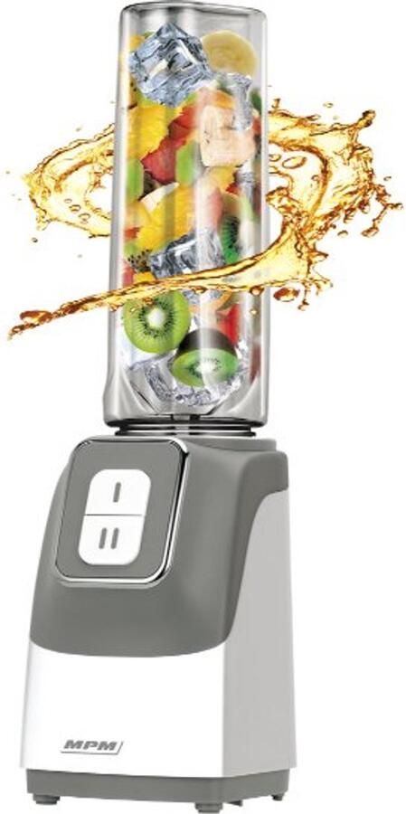 MPM Blender Inclusief 2 Flessen 350w Grijs Wit 0 6 Liter Mbl-22