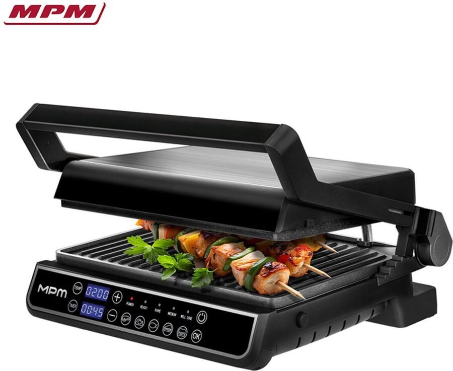 MPM MGR-14M Elektrische Grill – 2-in-1 Contactgrill & Tafelgrill – 2000W – RVS – Regelbare Temperatuur – Vetopvangbak – Automatische Programma s
