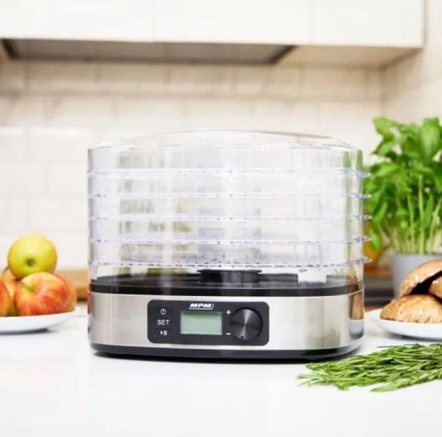MPM Voedseldroger 5 Niveaus met Temperatuurregeling LCD-Display met Timer 380W