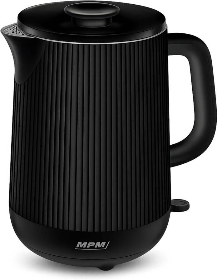 MPM Stille Dubbelwandige RVS Waterkoker van 1 7 Liter met 1800W Retro Coolwall Zwart