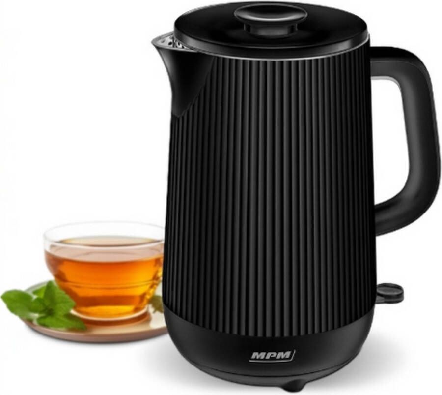 MPM Stille Dubbelwandige RVS Waterkoker van 1 7 Liter met 1800W Retro Coolwall Zwart - Foto 2