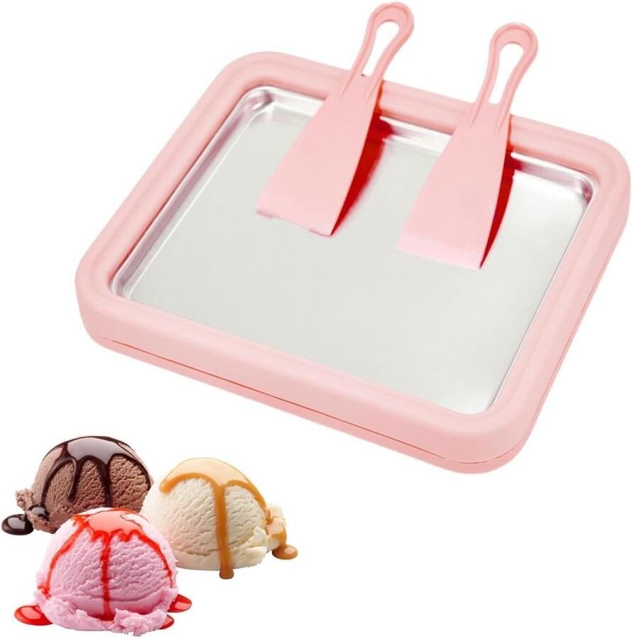 Mrilary Roze Instant ijsmachine ijsroller bevroren yoghurtvorm instant gelato pan rol zelfgemaakte doe-het-zelf-en voor leuke ouder-kindactiviteiten voor het hele gezin EAN: 8721597006245 Ijsmachine