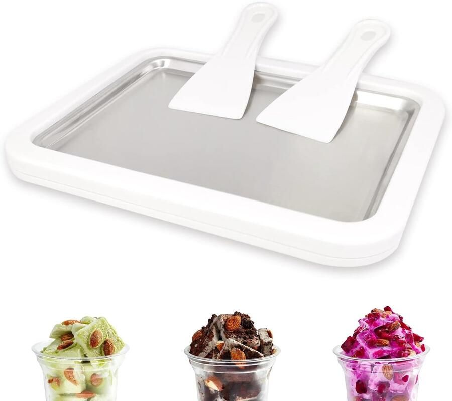 Mrilary Wit Instant ijsmachine ijsroller bevroren yoghurtvorm instant gelato pan rol zelfgemaakte doe-het-zelf-en voor leuke ouder-kindactiviteiten voor het hele gezin