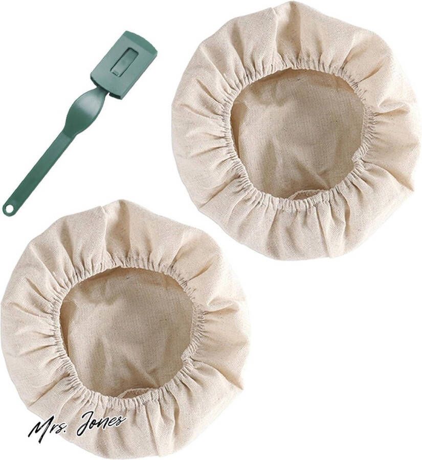Mrs. Jones 2-stuks bestendige manden stoffen liner broodbestendige mand stoffen voering voor brood met broodsnijder linnen inzetstuk ronde proofing doek geschikt voor brood gastenkoof gastenkorf