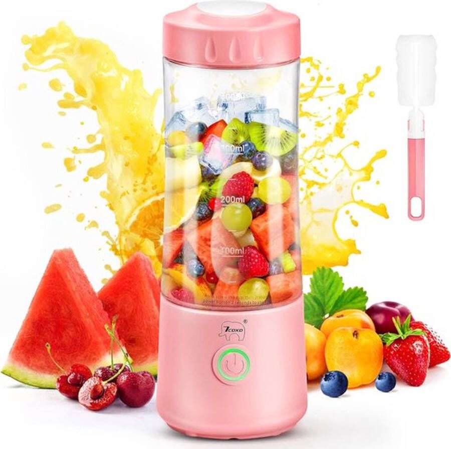 Mrs. Jones Draagbare Blender voor Verse Smoothies en Shakes Krachtige Personal Smoothie Maker Compact en Draagbaar Design Makkelijk te Reinigen Veilig in Gebruik Ideaal voor Thuis en Onderweg
