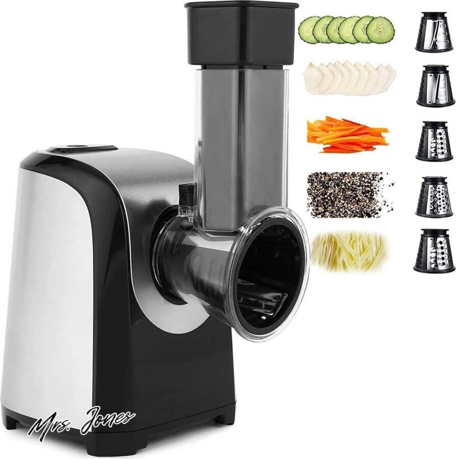 Mrs. Jones Elektrische groenteschaaf 5 conische messen groentesnijder slasnijder multifunctionele groenterasp