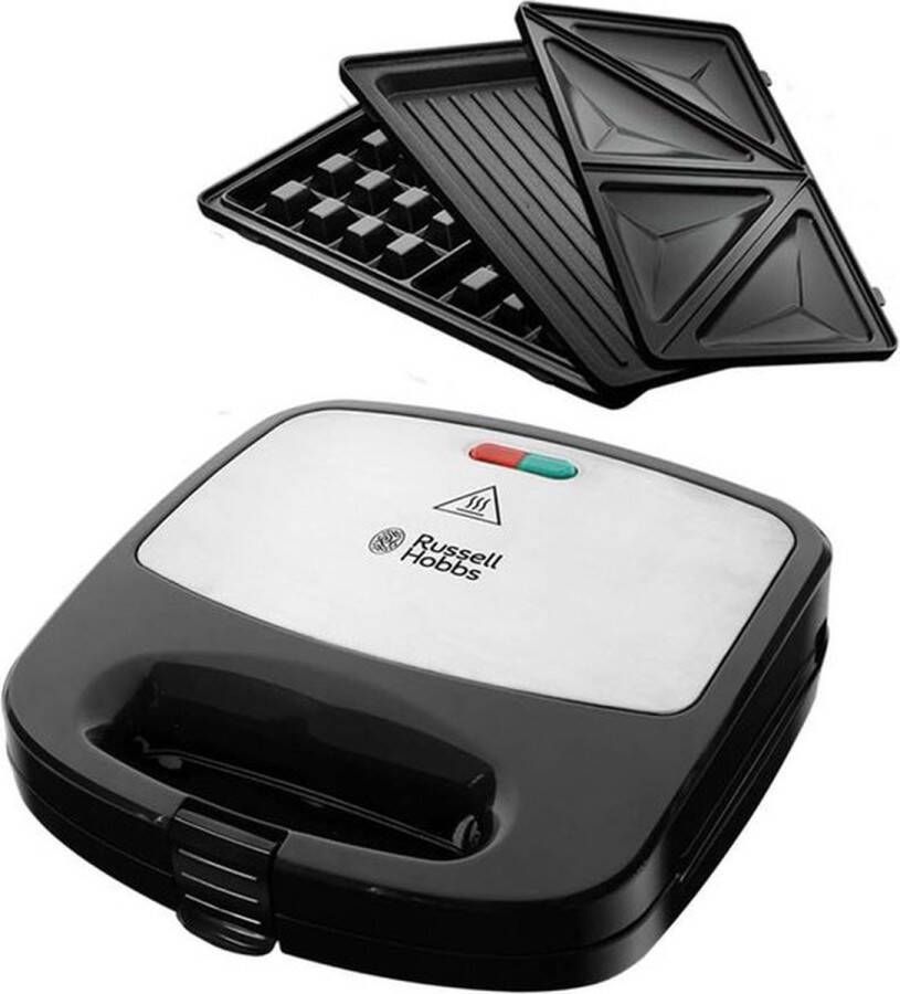 Mrs. Jones Fiesta Grill 3in1 Tosti Apparaat & Wafelijzer & Contactgrill Vaatwasmachinebestendige Platen Tosti IJzer 760W