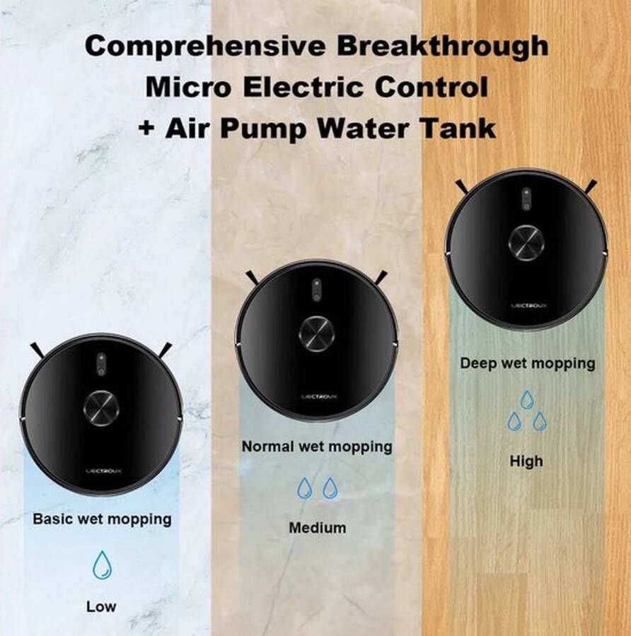 Mrs. Jones Liectroux X6 Robot Stofzuiger Met Dweilfunctie Geschikt voor Huisdieren Dubbele zijborstels Robotstofzuiger met Dweilfunctie Roborock Vacuummachines Zwart