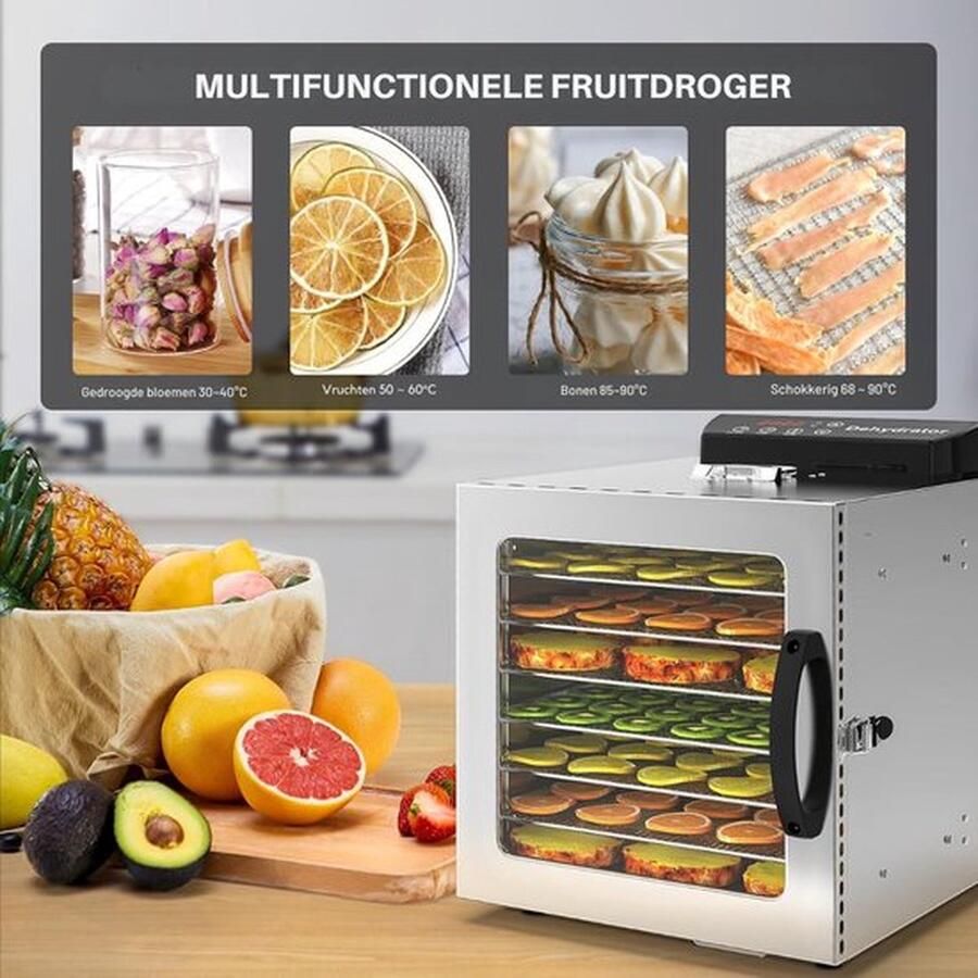 Mrs. Jones Voedseldroger Food Dryer Voor Groenten En Fruit Voor Kruiden & Vlees Droogoven 30 tot 90 Graden