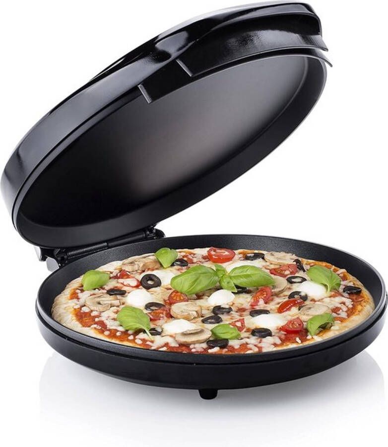 Mrs. Jones Pizzaoven 30cm Regelbare Thermostaat & Anti Aanbaklaag & Snel Opgewarmd Pizza Oven 1450 Watt Zwart