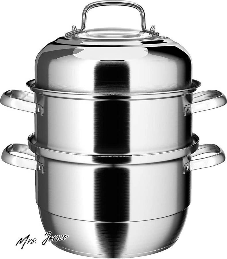 Mrs. Jones Stoomkoker Roestvrij Staal Inductie 32 cm Stoomkoken 3 Etages