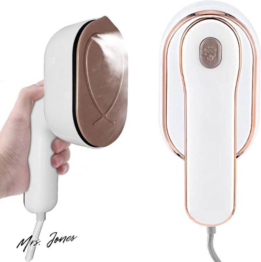 Mrs. Jones Stoomstrijkijzer draagbaar opwarmen snel kledingstomer 1000 W 20 stuks draagbare kledingstomer 100 ml watertank reisstoomstrijkijzer thuis reizen wit