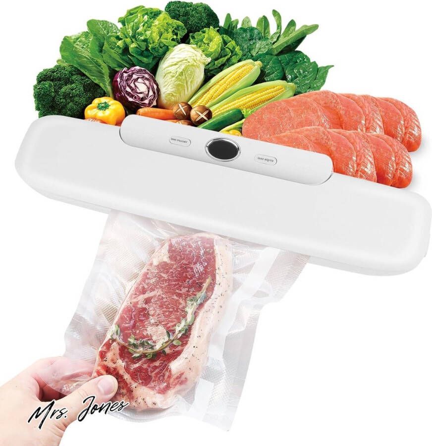 Mrs. Jones Vacuümmachine automatisch voedselverzegelaar met 10 vacuümzakken droog vochtig voedsel portabel folielasapparaat