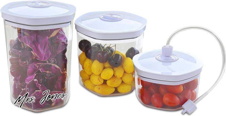 Mrs. Jones Vacuümmachine met inhoud van 700-1400-2000 ml en kunststof vacuümslang