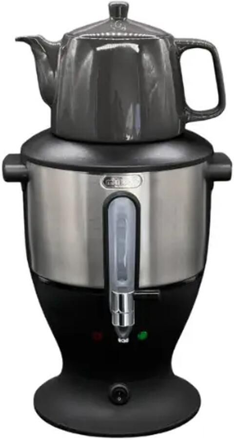 Mulex MX020 Samovar Zwart Turkse Theemachine 3.0 + 1.1 liter Rvs Led-indicator 1800 W Porselein theekan