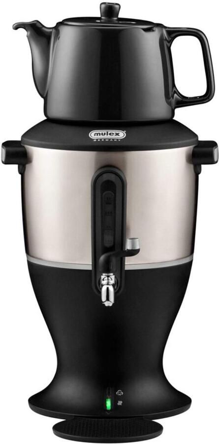 Mulex MX020 Samovar Zwart Turkse Theemachine 3.0 + 1.1 liter Rvs Led-indicator 1800 W Porselein theekan