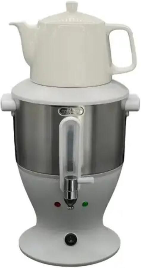 Mulex MX021 Samovar Wit Turkse Theemachine 3.0 + 1.1 liter Rvs Led-indicator 1800 W Porselein theekan