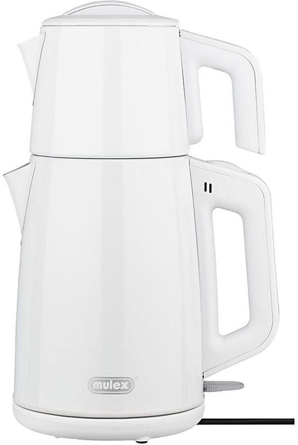 Mulex MX051 Tea express elektrische Turkse theepot Wit Rvs 2.0L + 1.2L Led-indicator 360° basis 1650 W