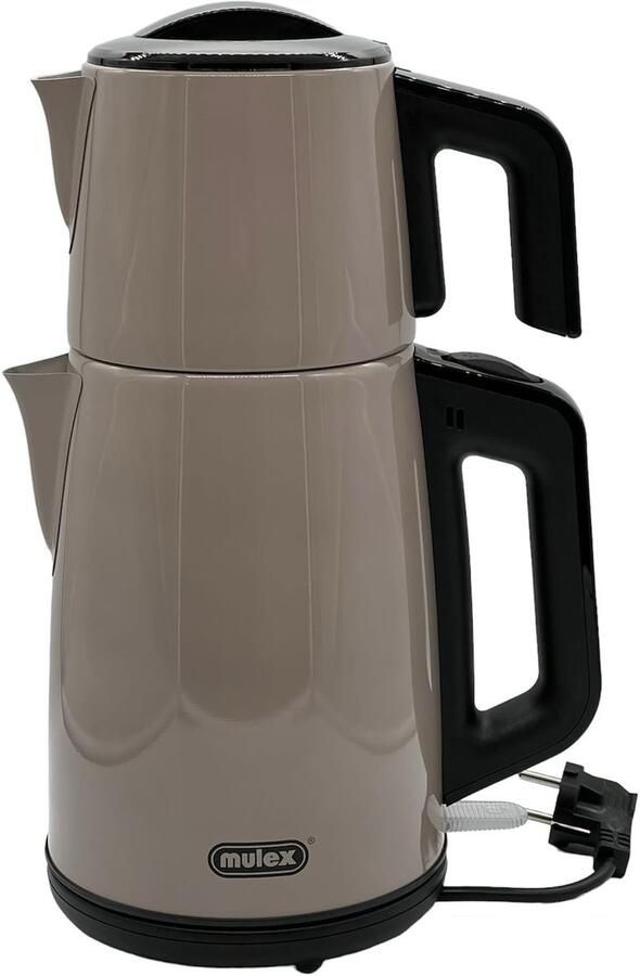 Mulex MX055 Tea express elektrische Turkse theepot Beige Rvs 2.0L + 1.2L Led-indicator 360° basis 1650 W