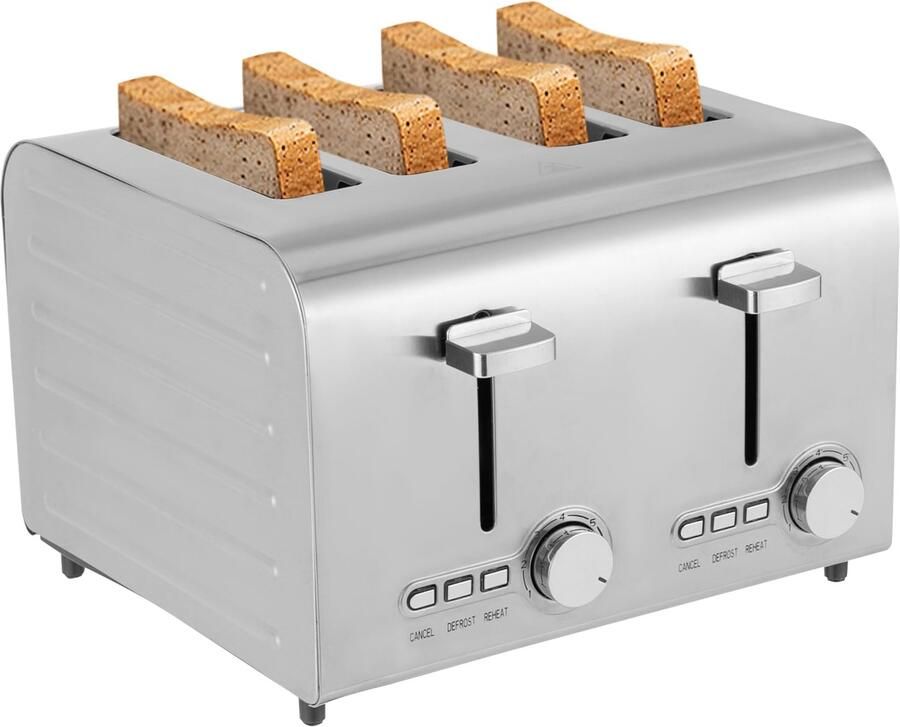 Multifunctionele Broodrooster voor 4 Sneden met 7-traps Instelling