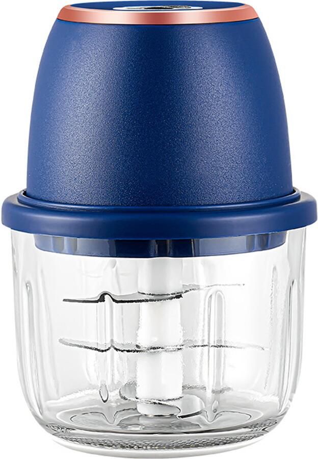 Multifunctionele Elektrische Groentesnijder Foodprocessor Knoflookhakker Keukenhakmachine Blauw 350 ml Kom Polypropyleen 30 W 6 Messen Voor Keuken en Koken Thuis