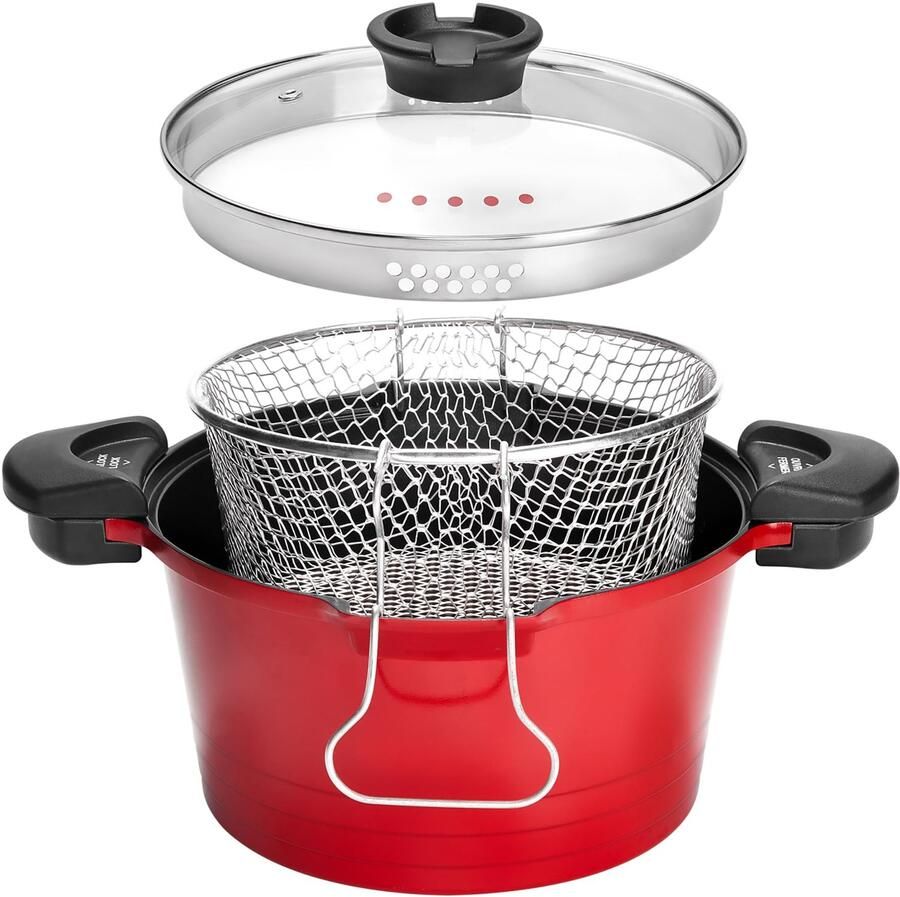 Multifunctionele Friteuse 24 cm met Glazen Deksel