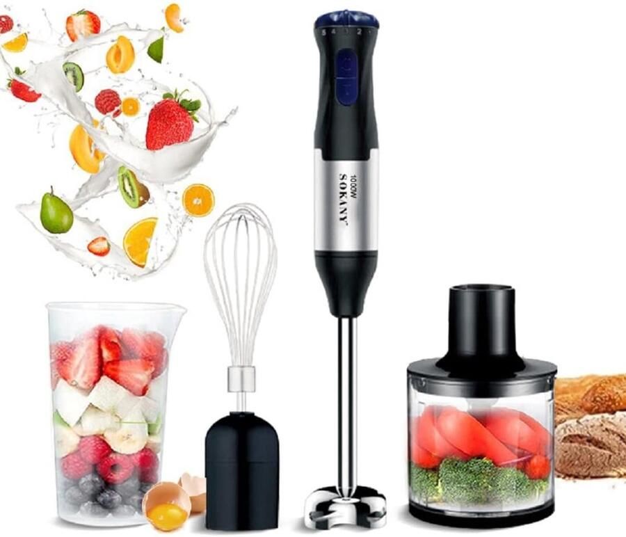 Multifunctionele Keukenrobot Zilver 500 ml Hakmolen BPA-vrije Keukenprocessor met 5 Snelheden Voor Koken en Bakken