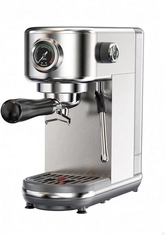 Mura Logistiek Mura Koffiemachines Koffiezetapparaat Melkopschuimer Espressomachine Instelbare Temperatuur Kopjesverwarmer Zilver