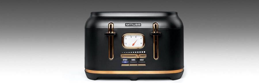 Muse Electronics MS-131BC Muse broodrooster 4 toatst 1.800 W zwart messing
