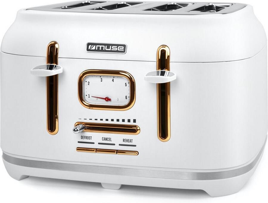 Muse Electronics MS-131W Muse broodrooster 4 toatst 1.800 W wit messing