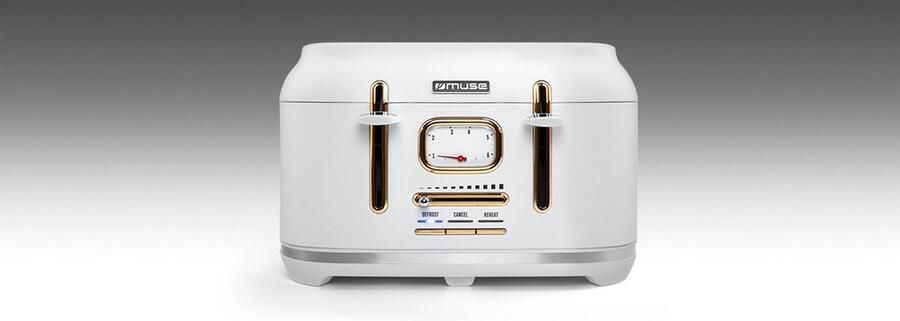 Muse Electronics MS-131W Muse broodrooster 4 toatst 1.800 W wit messing - Foto 2