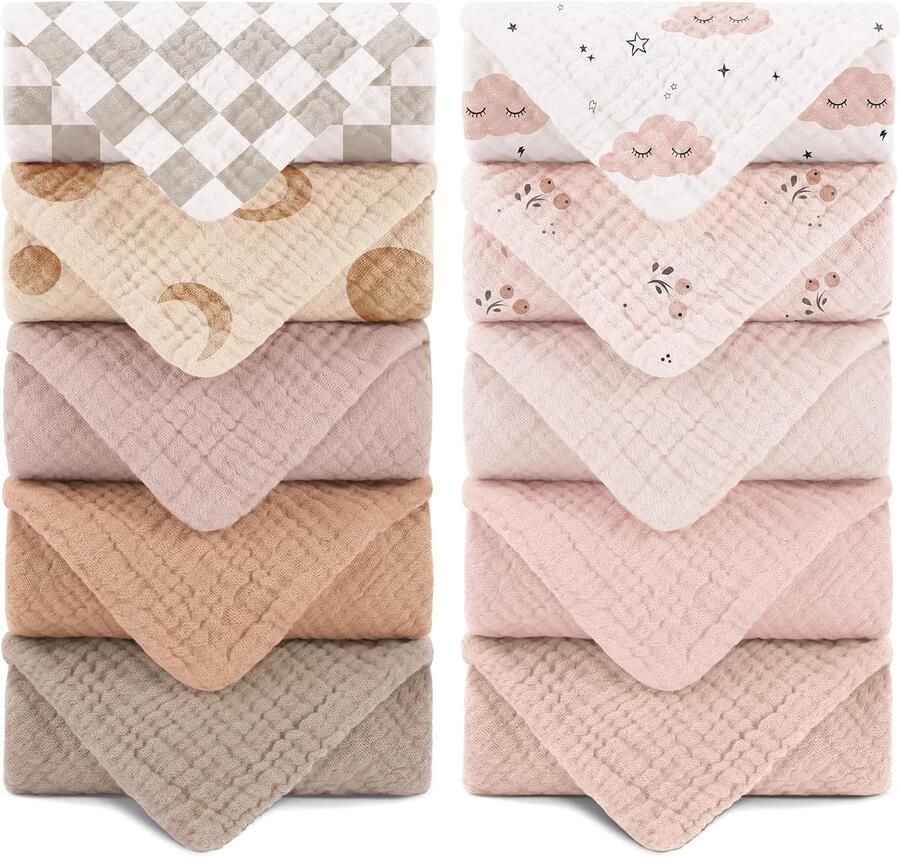 Muslin Spuugdoeken 25x25 cm 10 stuks