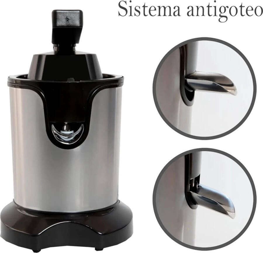 MyGroot Citruspers Elektrische Sinaasappelpers en Citroenpers met Pershendel RVS Met hendel Zilver Zwart