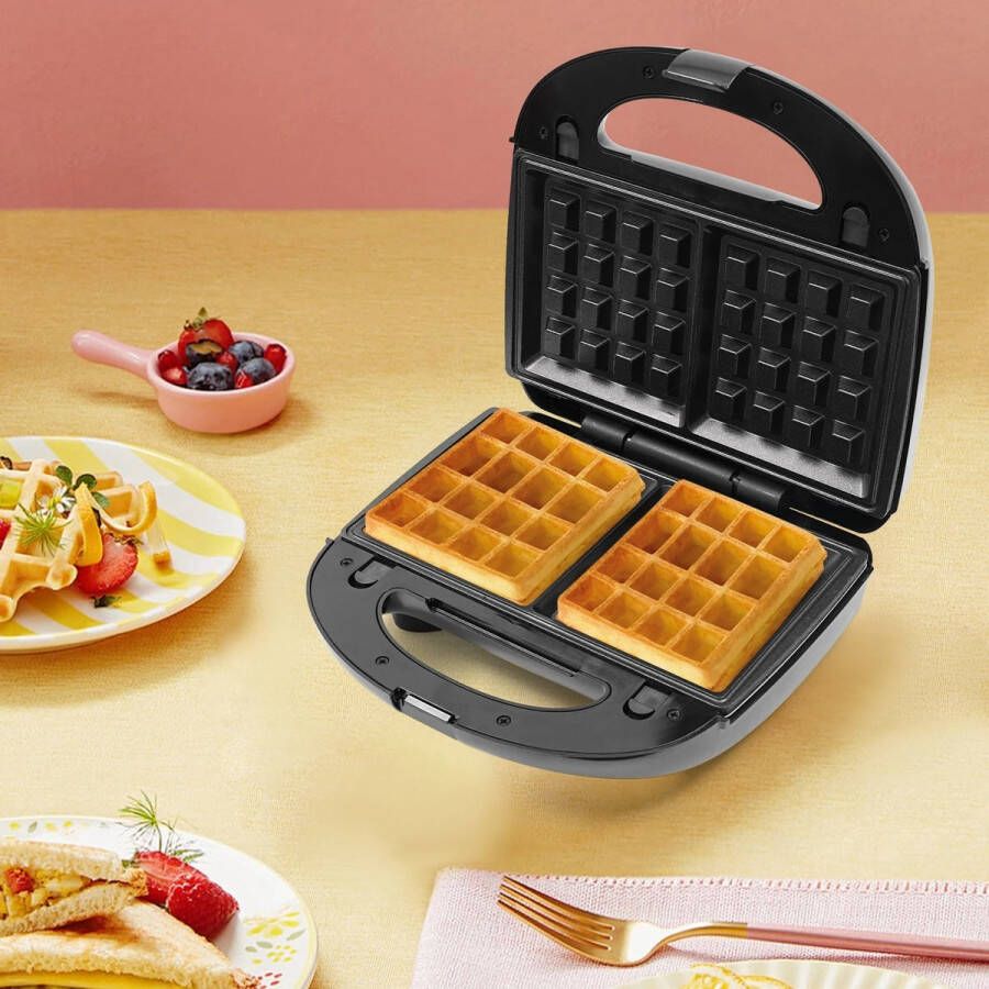 MyGroot Elektrische Wafel Sandwich Donut Maker 3-In-1 Multifunctionele Ontbijtmachine Dubbelzijdige Verwarming Antiaanbaklaag