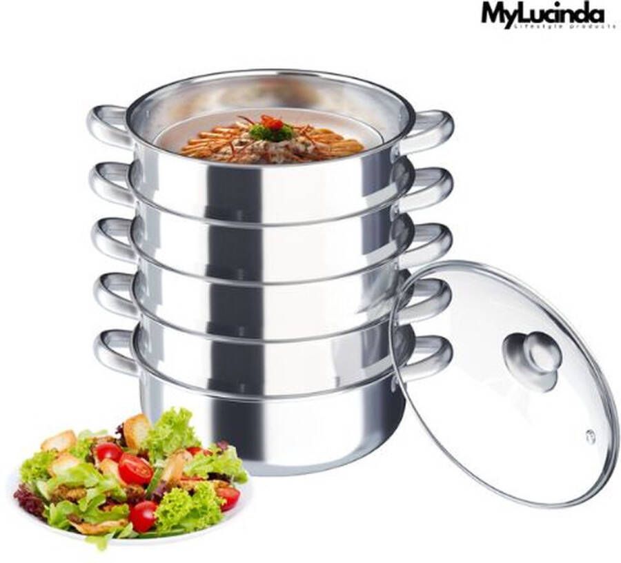 Mylucinda 5-Laags Roestvrijstalen Stoomkoker Ø26cm Duurzame Multi-Cooker voor Gezond Koken - Foto 2