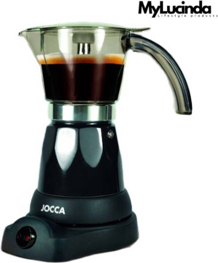 Mylucinda Elektrisch Inductie Koffiezetapparaat – Authentieke Italiaanse Espresso voor 6 Kopjes Compact en Draagbaar 360° Draaibare Basis Cool Touch Handvat 480W Zwart